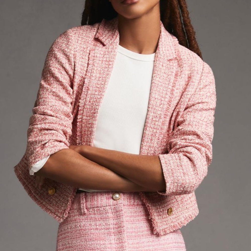 Harve Benard Endless Rose Tweed 100% Silk Blazer Size 10 NWT